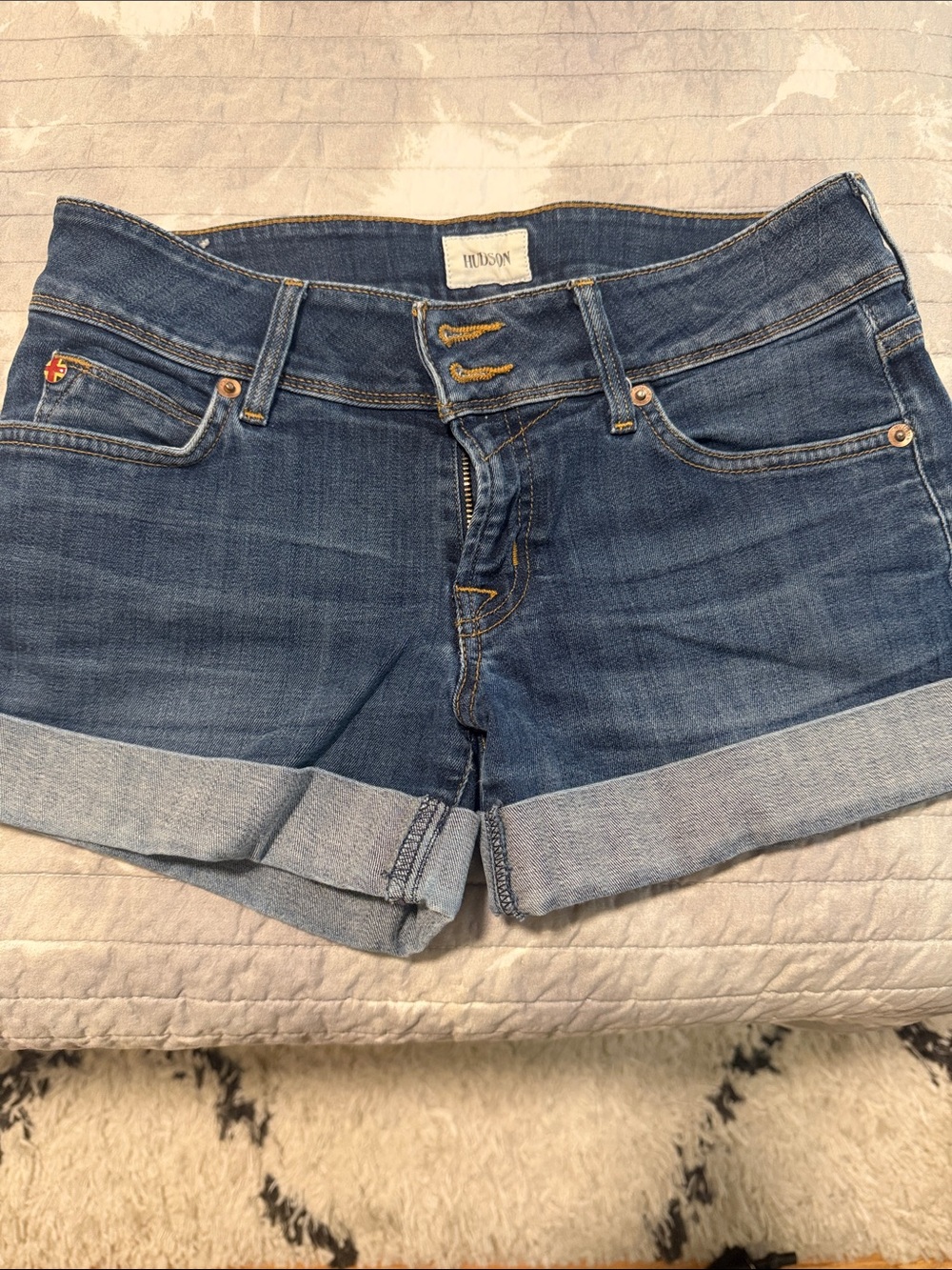 Free People Cuffed Denim Shorts in Medium Wash